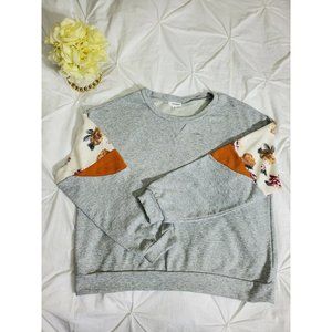 Eyeshadow Pullover M Sweater grey/floral comfortable  long sleeve cute top